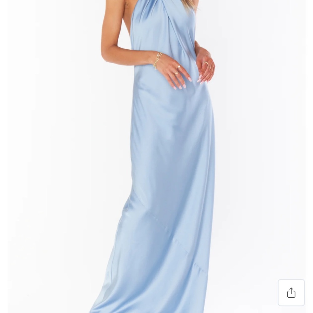 Show Me Your MuMu Blue Ruched Halter Gown